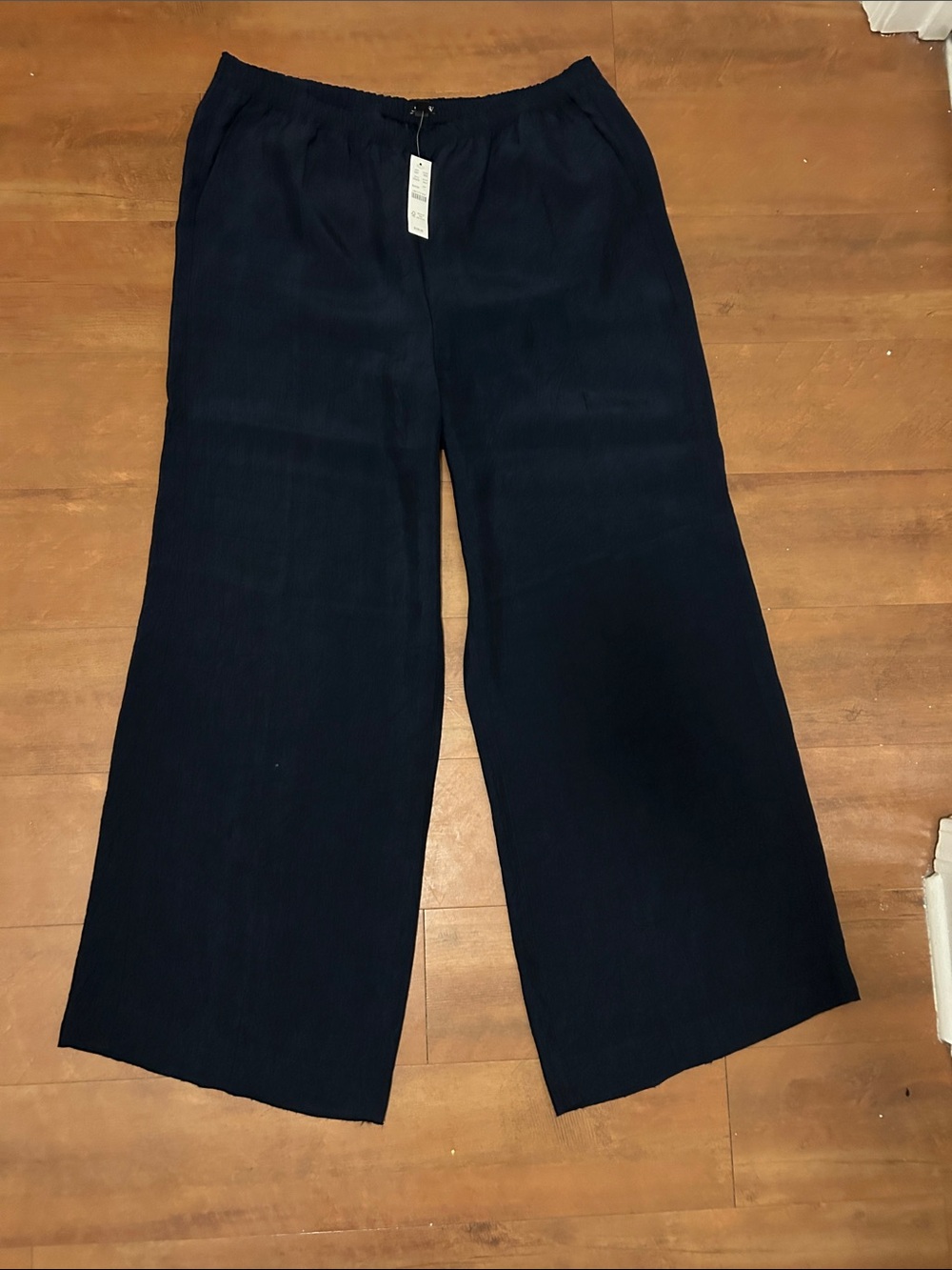 J. Crew Dark Navy Wide-Leg Pull-On Pants